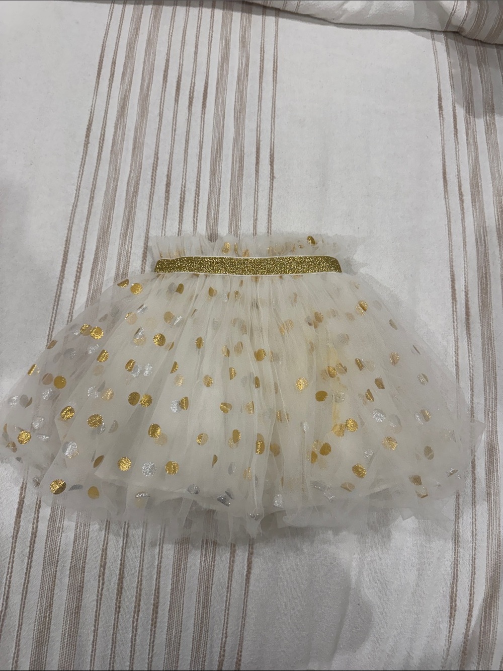 Ivory Tulle Skirt with Gold & Silver Polka Dots